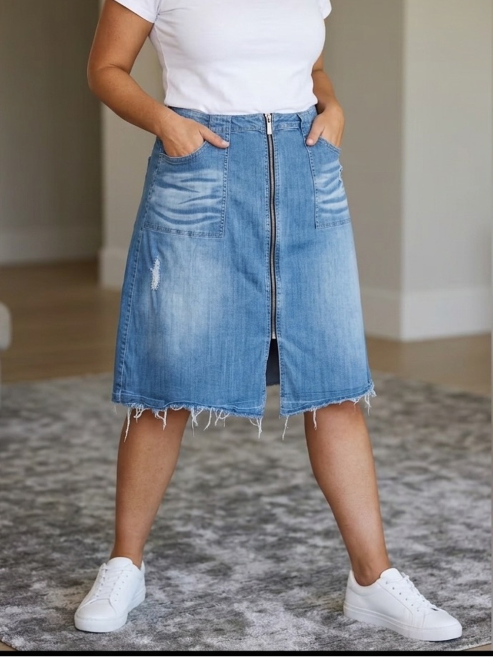 Lane Bryant Denim skirt size 24 Zipper & pockets front Casual jeans summer